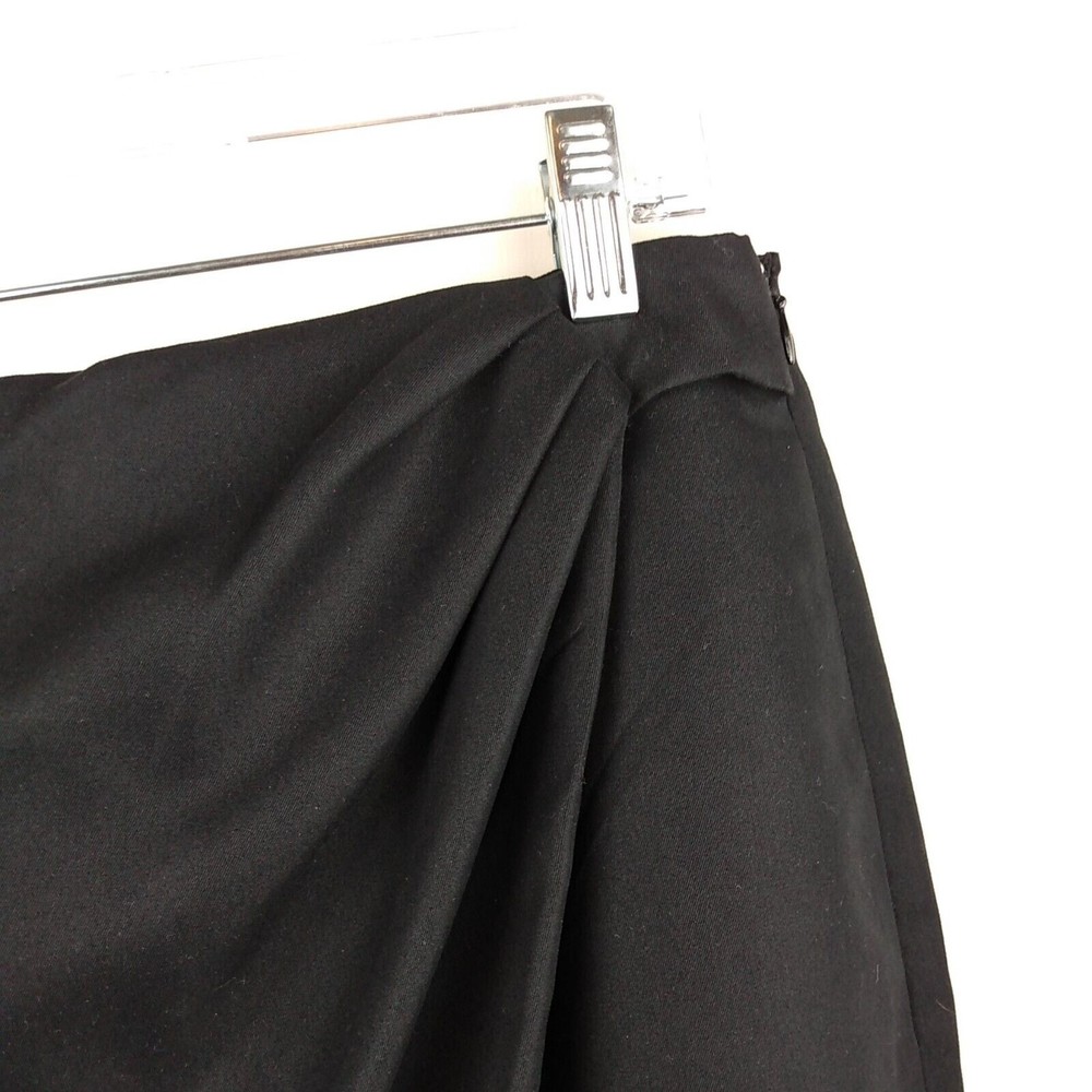 Worthington Skirt Womens Size 14 Black Straight Midi wrap style Front side zip - Picture 2 of 6
